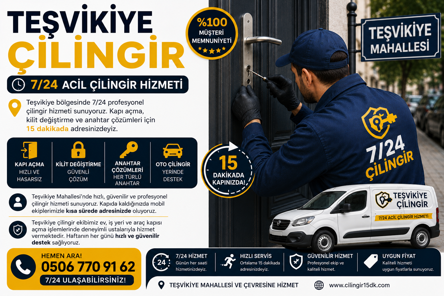 Teşvikiye Mahallesi’nde hızlı, güvenilir ve profesyonel çilingir hizmeti sunuyoruz. Kapıda kaldığınızda mobil ekiplerimizle kısa sürede adresinizde oluyoruz.