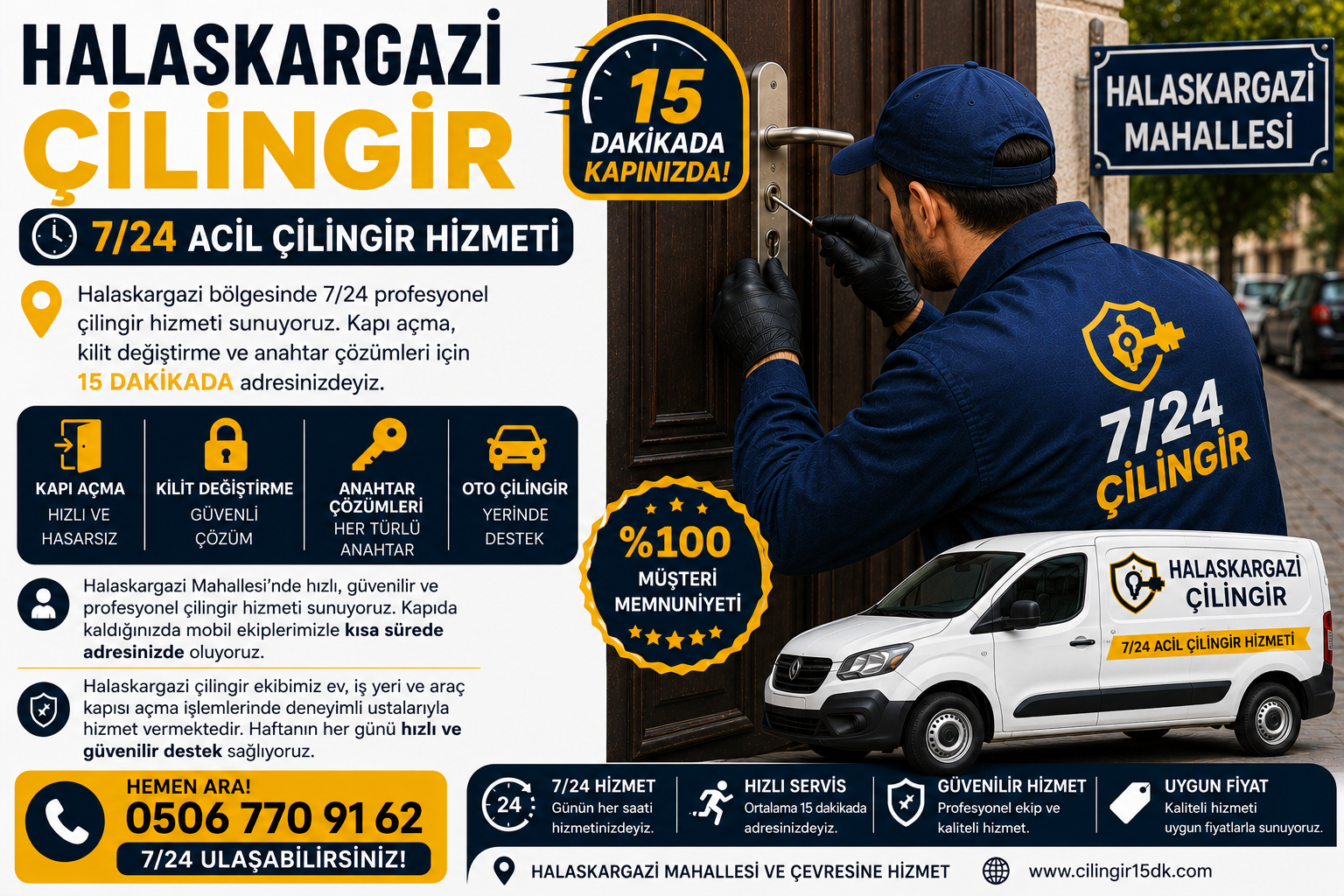 Halaskargazi Mahallesi’nde hızlı, güvenilir ve profesyonel çilingir hizmeti sunuyoruz. Kapıda kaldığınızda mobil ekiplerimizle kısa sürede adresinizde oluyoruz.