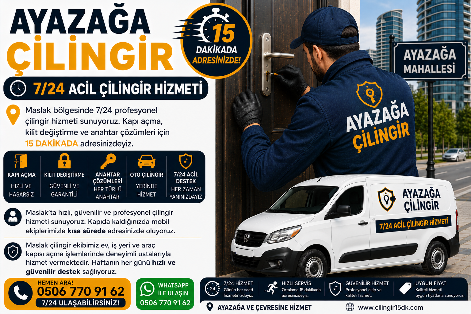Ayazağa’da hızlı, güvenilir ve profesyonel çilingir hizmeti sunuyoruz. Kapıda kaldığınızda mobil ekiplerimizle kısa sürede adresinizde oluyoruz.