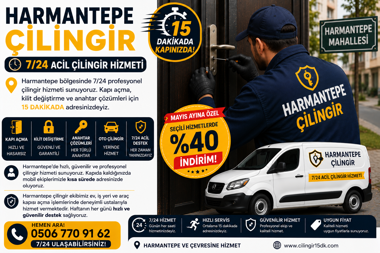 Harmantepe’de hızlı, güvenilir ve profesyonel çilingir hizmeti sunuyoruz. Kapıda kaldığınızda mobil ekiplerimizle kısa sürede adresinizde oluyoruz.