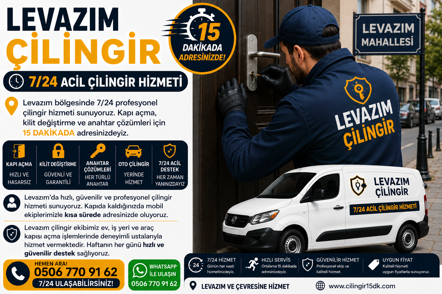 Levazım’da hızlı, güvenilir ve profesyonel çilingir hizmeti sunuyoruz. Kapıda kaldığınızda mobil ekiplerimizle kısa sürede adresinizde oluyoruz.