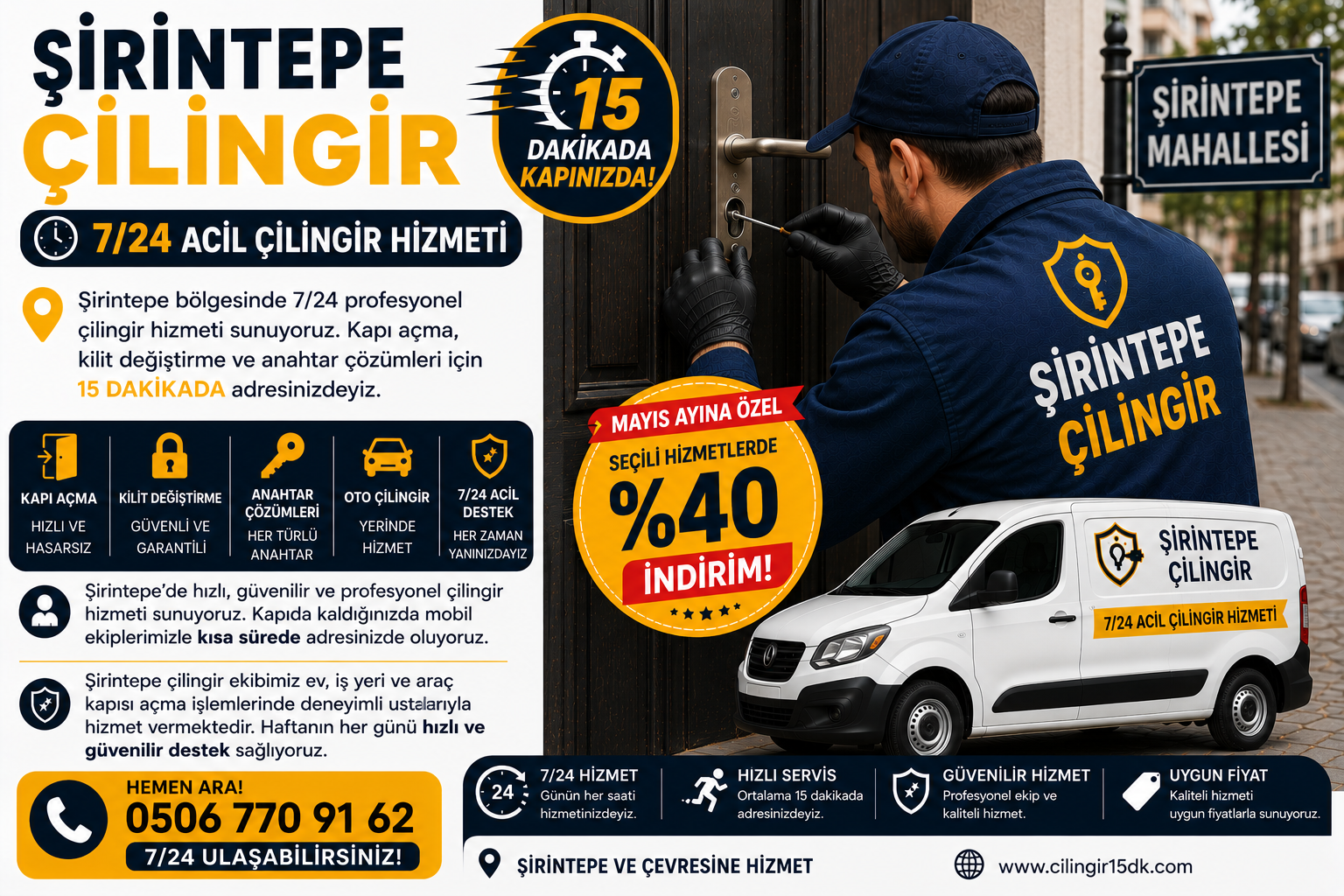 Şirintepe’de hızlı, güvenilir ve profesyonel çilingir hizmeti sunuyoruz. Kapıda kaldığınızda mobil ekiplerimizle kısa sürede adresinizde oluyoruz.