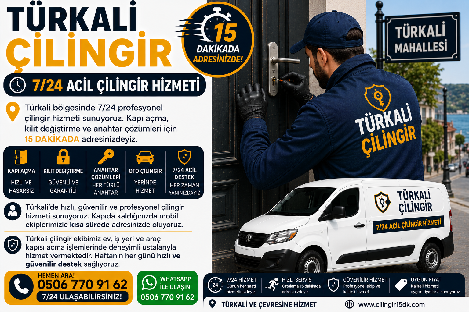 Türkali’de hızlı, güvenilir ve profesyonel çilingir hizmeti sunuyoruz. Kapıda kaldığınızda mobil ekiplerimizle kısa sürede adresinizde oluyoruz.
