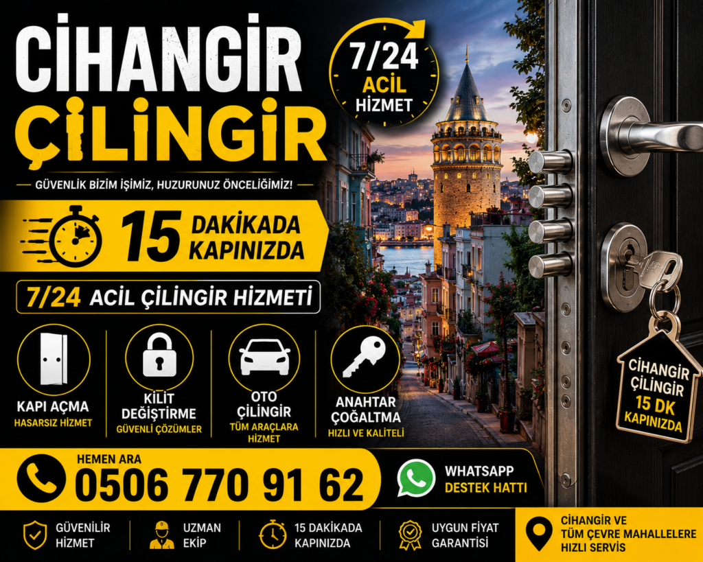 Cihangir çilingir, Cihangir anahtarcı, 7/24 acil çilingir, kapı açma, çelik kapı açma, kilit değiştirme, oto çilingir ve anahtar çoğaltma hizmeti. Ortalama 15 dakikada adresinizde.