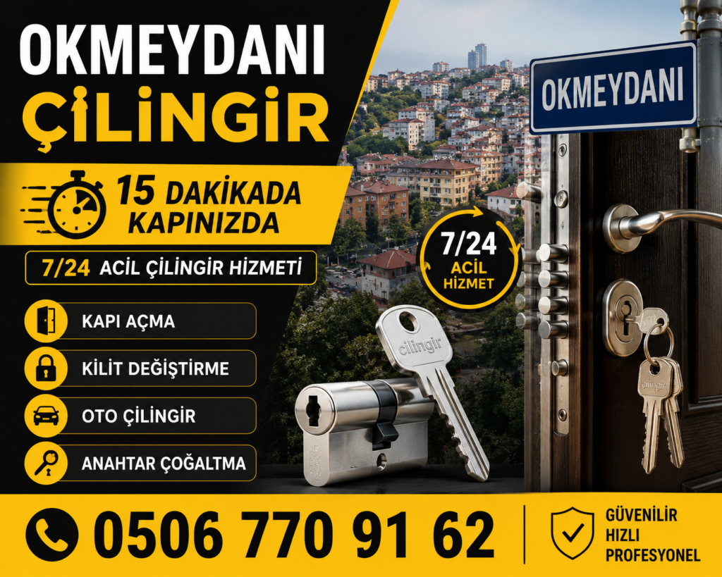 Okmeydanı Mahallesi'nde 7/24 acil çilingir hizmeti, kapı açma, kilit değiştirme ve oto çilingir hizmeti sunan Okmeydanı Çilingir 15 DK ekibi.
